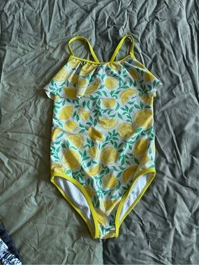 Tommy Bahama Girls Lemon-Print Yellow & Green One-Piece Swimsuit